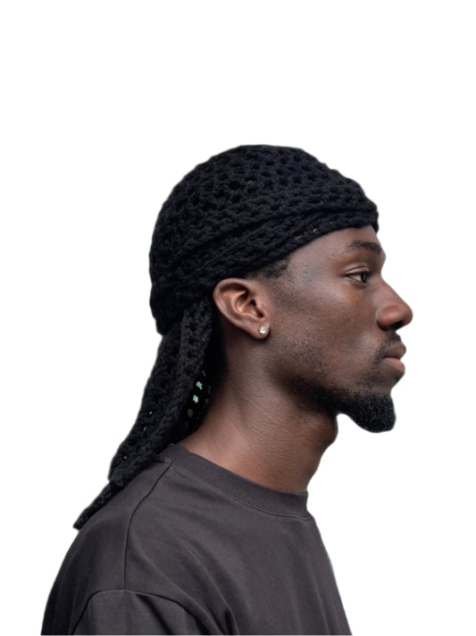 Black 'Our Crown' Crotchet Durag