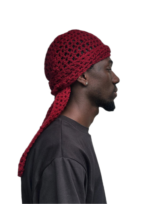 Burgundy Red 'Our Crown' Crotchet Durag