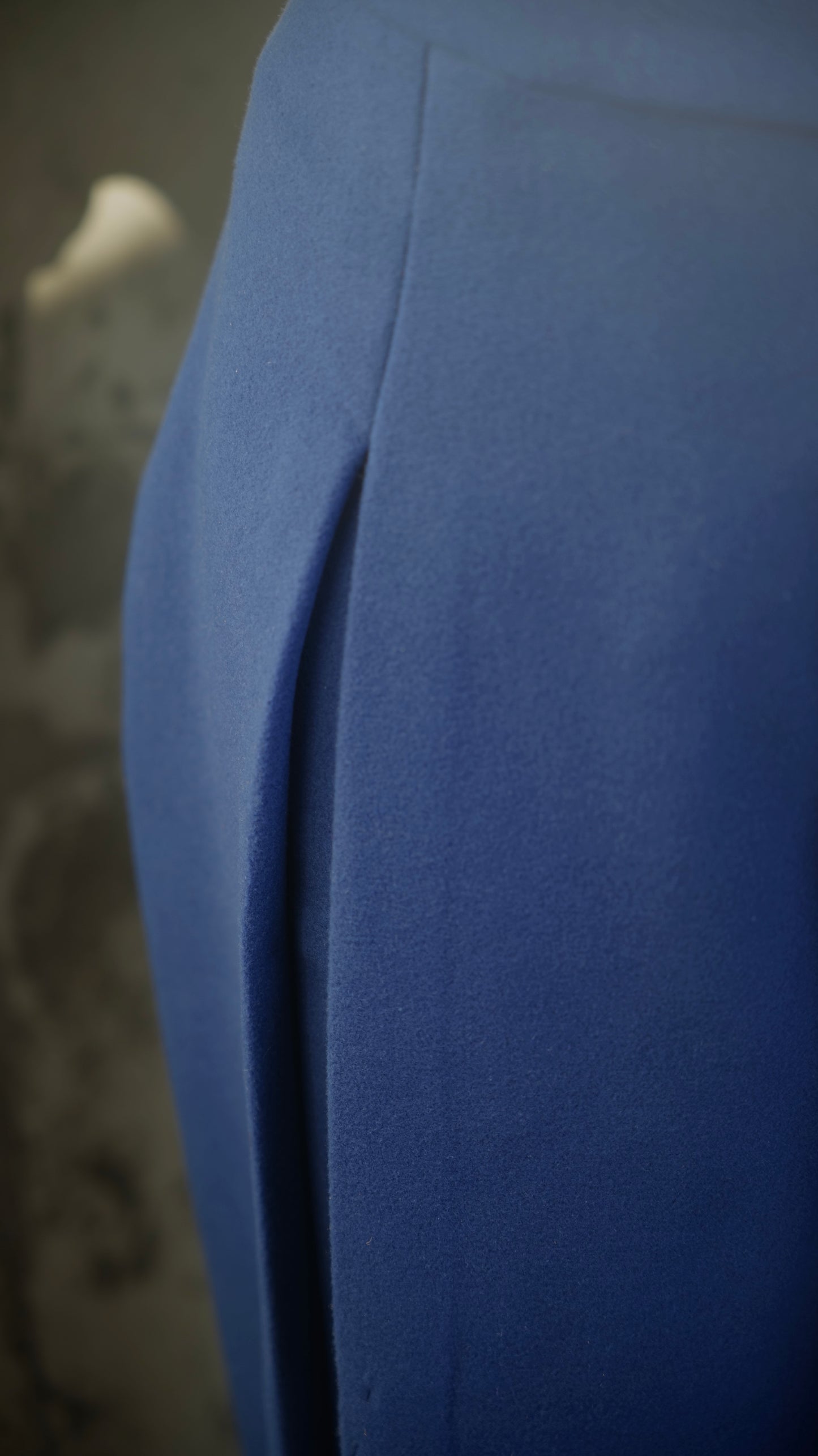 Tailored 'UNFOLD' Mid- Rise Blue Pleated Wool Trousers