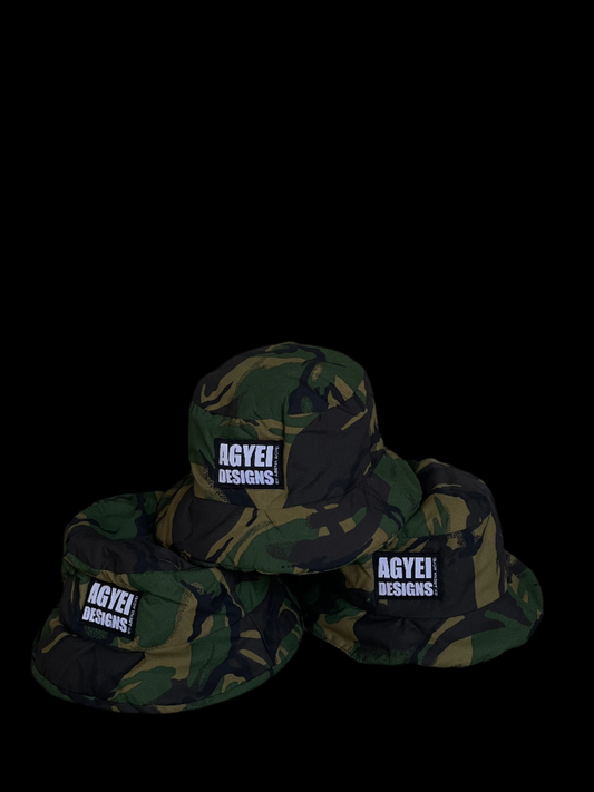 PRE - ORDER  HAND MADE WATER-RESISTANT CAMO PUFFER BUCKET HAT
